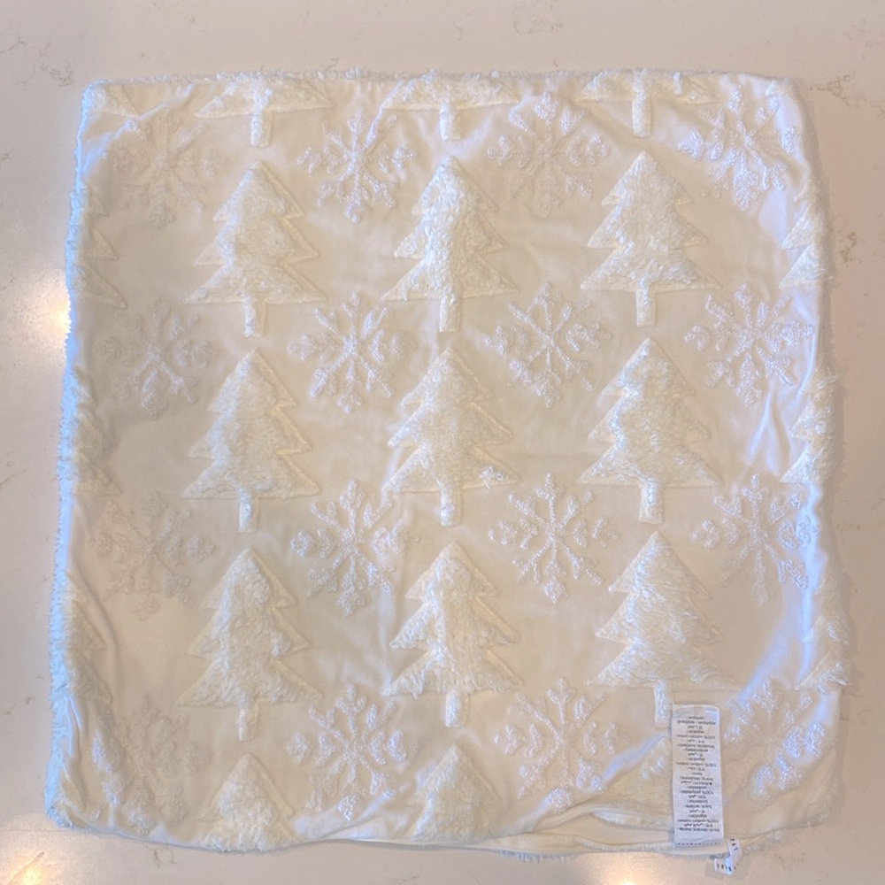 Pottery Barn Sherpa Tree and Snowflake Pillow Cover. Set of 2